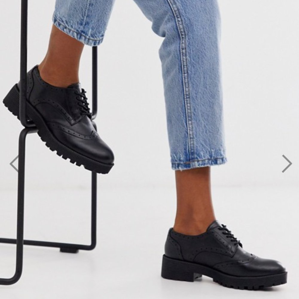 Wide fit chunky lace-up Oxfords